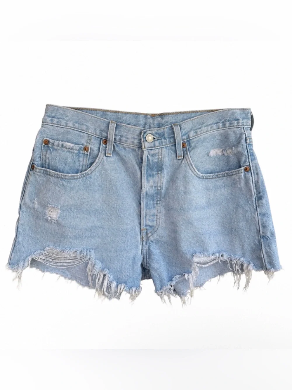 Levi’s 501 Original Cutoff Shorts Size 31 Light Wash Distressed Denim Summer